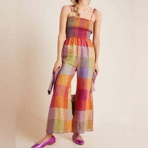 Anthropologie dRA Los Angeles Sierra Smocked Linen Jumpsuit